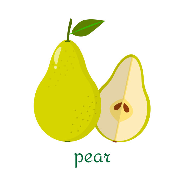 梨图标在平坦的风格孤立在白色的背景。素材图片