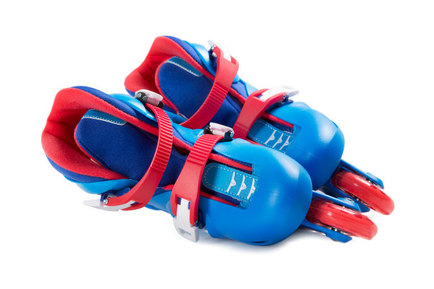 蓝色轮滑鞋孤立在白色背景上图片下载