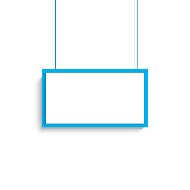矢量空白白蓝色标题横幅悬挂设计。矢量插图。图片下载