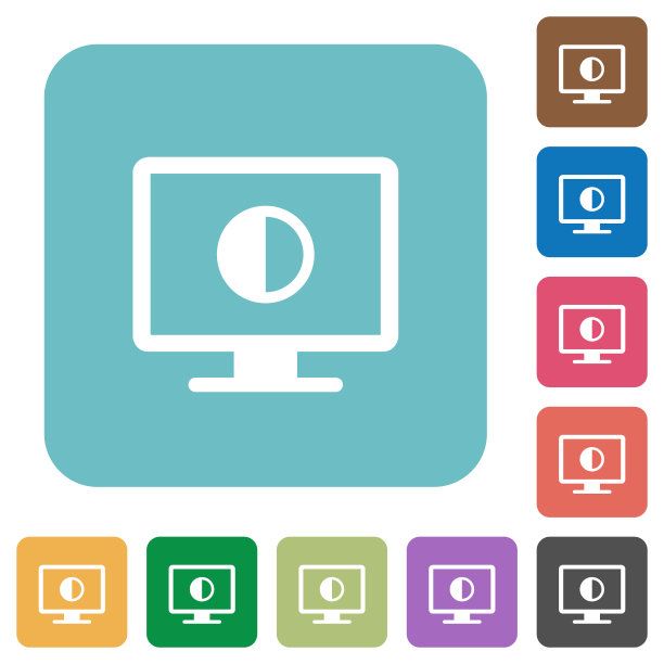 调整屏幕对比度圆角正方形平面图标图片下载