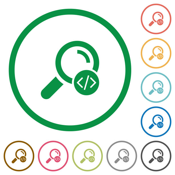 搜索带有轮廓的编程代码平面图标图片下载