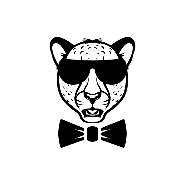 矢量猎豹头，面对复古潮人的图标，标志，徽章，标签模板和t恤复古设计元素。在白色背景上隔离图片下载