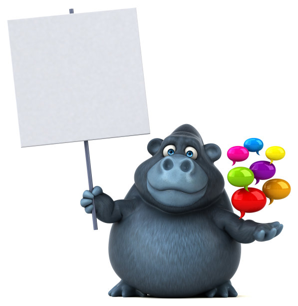 有趣的大猩猩- 3D插图图片下载