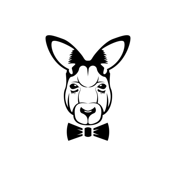 矢量袋鼠头，面对复古潮人的图标，标志，徽章，标签模板和t恤复古设计元素。在白色背景上隔离图片下载