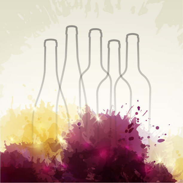 彩色斑点与葡萄酒背景插画素材图片