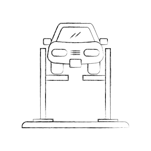在车轮定位服务站带有定位装置的卡通车图片下载