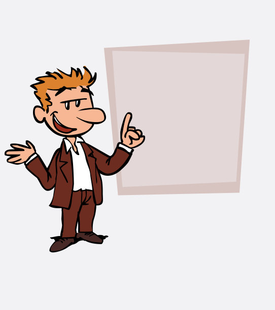 白人商人轻松，讲内容。就像在演示文稿中一样，显示您想要的数据。图片下载