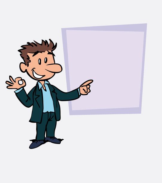 快乐的白人商人做了个ok的手势。就像在演示文稿中一样，显示您想要的数据。图片下载