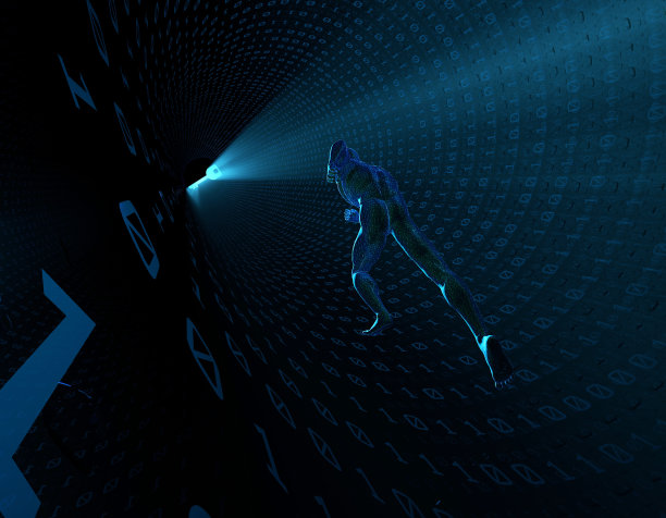 运行人类的科技，世界的未来，在数字隧道中运行人类，关键图片下载