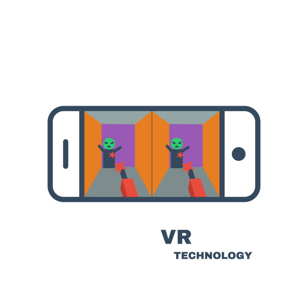 智能手机或平板电脑与VR游戏显示。向量图片下载