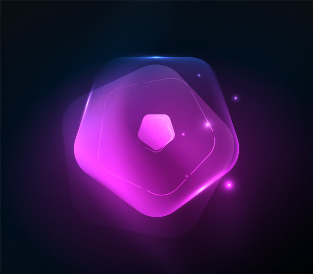 发光的玻璃透明的五角形，几何抽象的数字背景图片下载