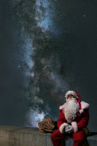 圣诞老人神奇的圣诞夜。星夜。图片下载