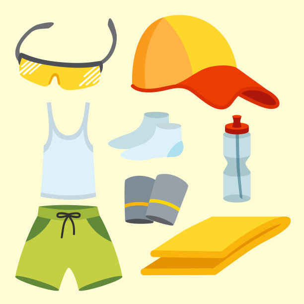 运动服装跑步衣服跑步装备运动锻炼矢量插图图片下载