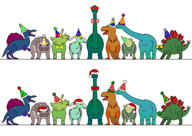 恐龙与派对帽边界图片下载