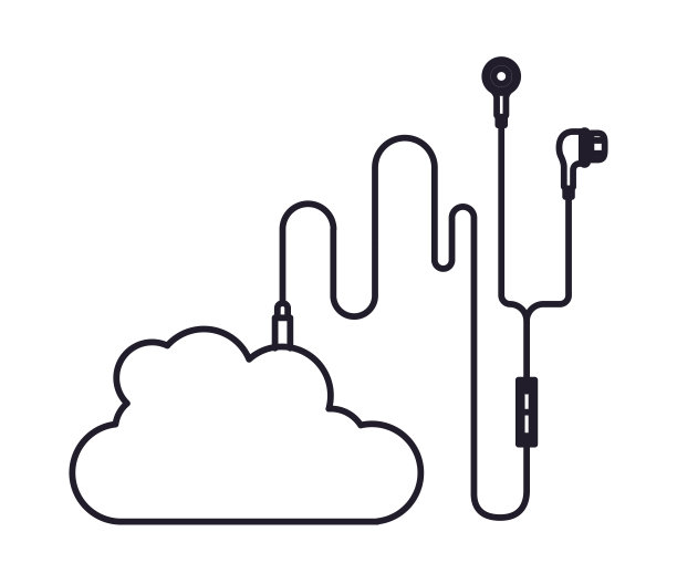 耳机音乐与云隔离图标设计图片下载