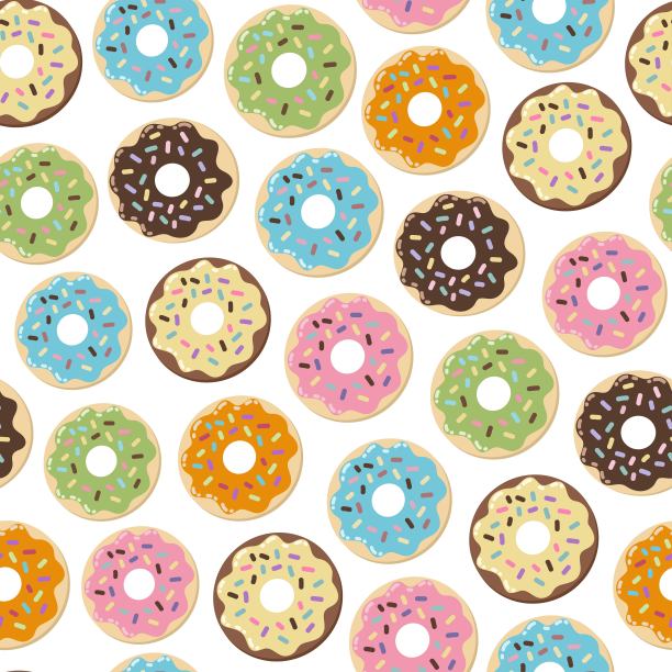 可爱的甜甜圈无缝图案图片下载