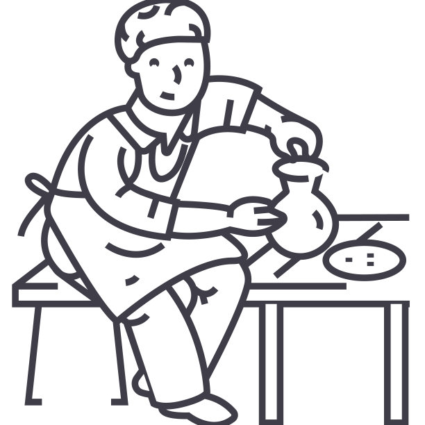 陶艺家矢量线图标，标志，背景插图，可编辑的笔画图片下载