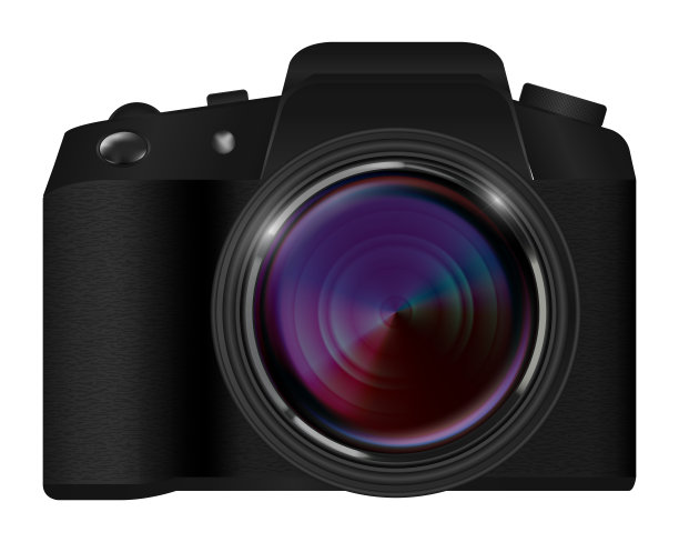 真实的单反相机矢量在白色的背景图片下载