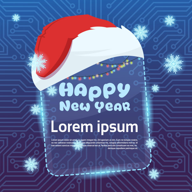 圣诞快乐和新年贺卡与圣诞老人帽冬季假日横幅概念图片下载