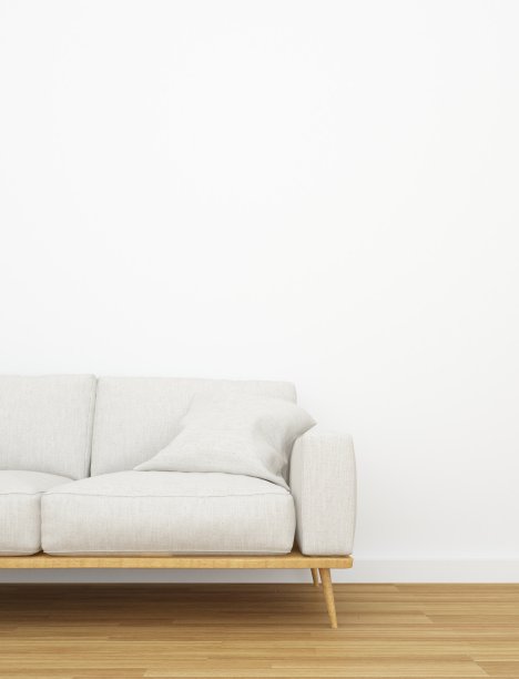 公寓内的生活空间和墙壁背景最小- 3D渲染图片下载