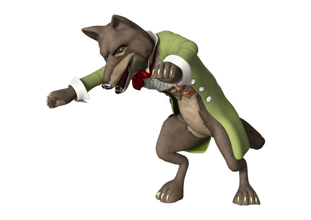 3D渲染童话狼在白色图片下载