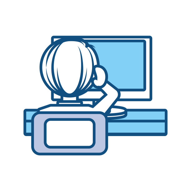 女人与计算机矢量插图图片下载