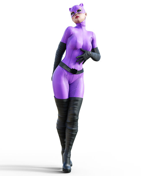 3 d的女人。漫画中的猫女英雄。图片下载