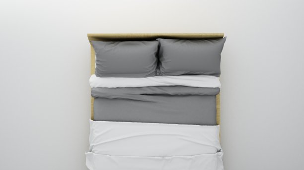 顶部计划卧室在白色背景- 3D渲染图片下载