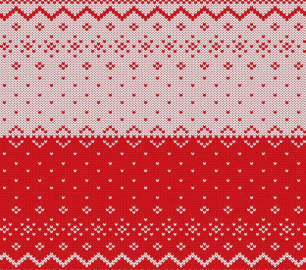 针织圣诞设计。圣诞无缝图案红色背景。针织冬季毛衣质地。图片下载