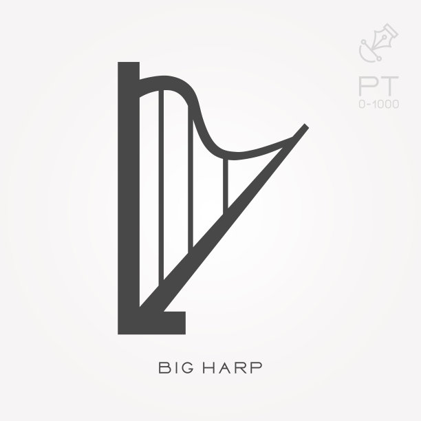 剪影图标大竖琴图片下载