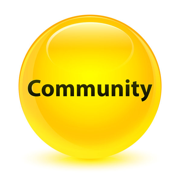 社区玻璃黄色圆形按钮图片下载