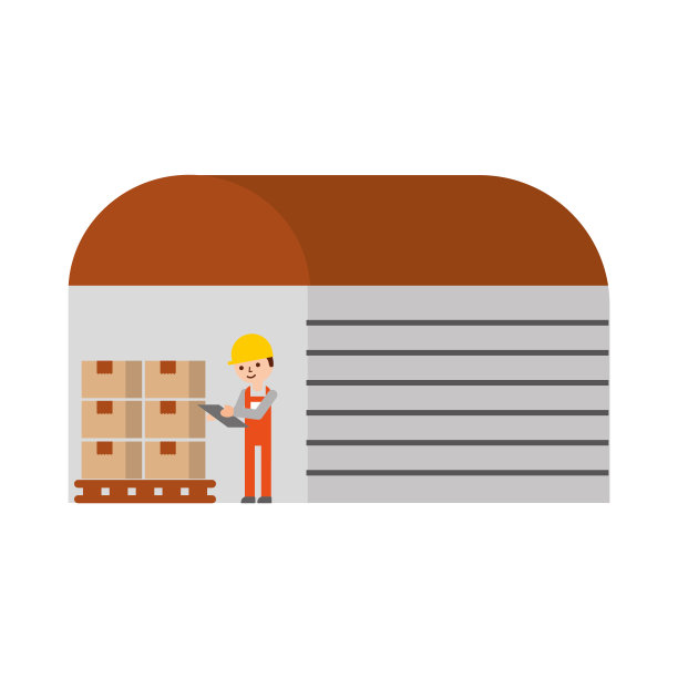 展示架上的仓库工人拿着箱子图片下载