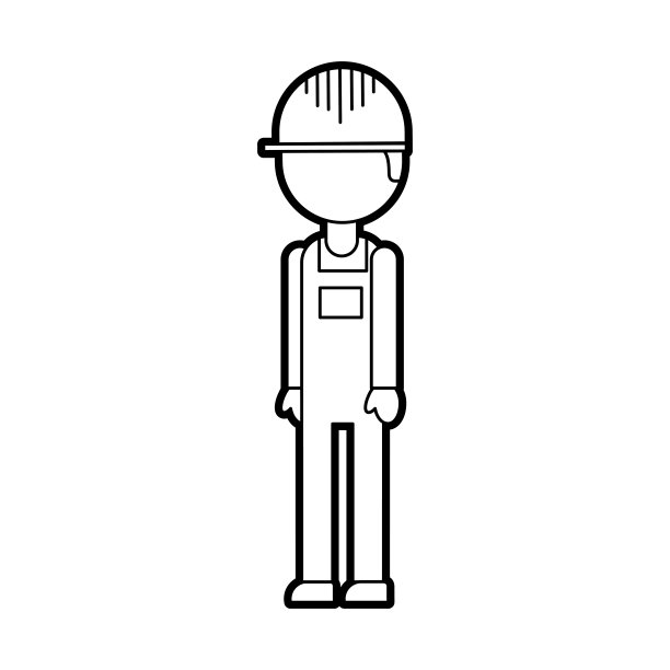 物流工人卡通制服和头盔图片下载