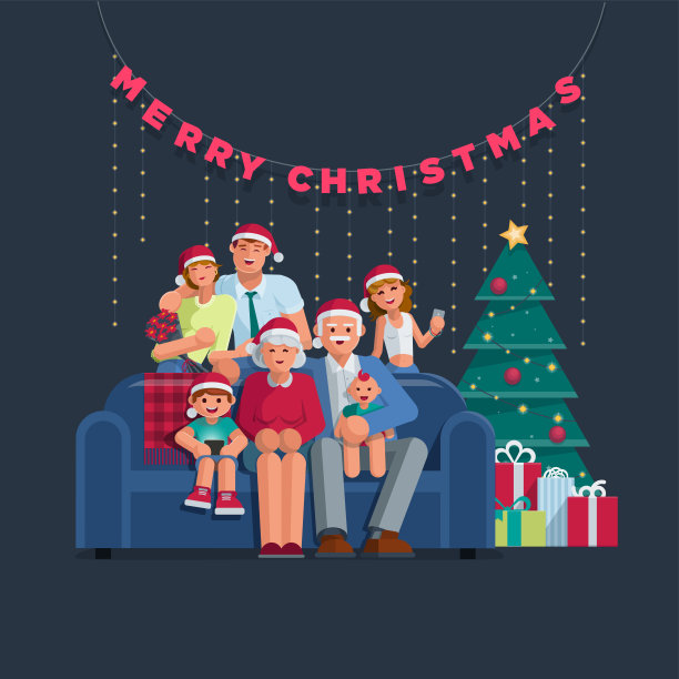 全家在一起过圣诞节图片下载