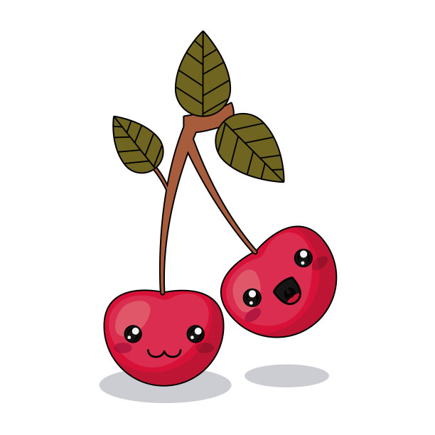 樱桃果性格孤立图标设计图片下载