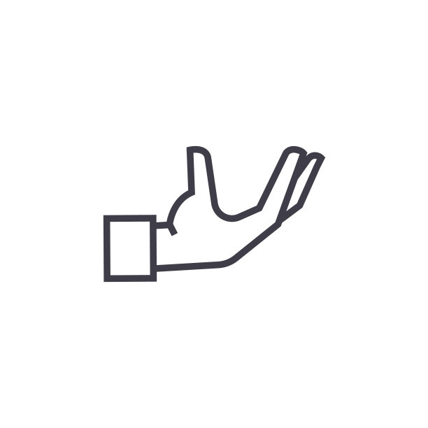 服务手支持矢量线图标，标志，背景上的插图，可编辑的笔触图片下载