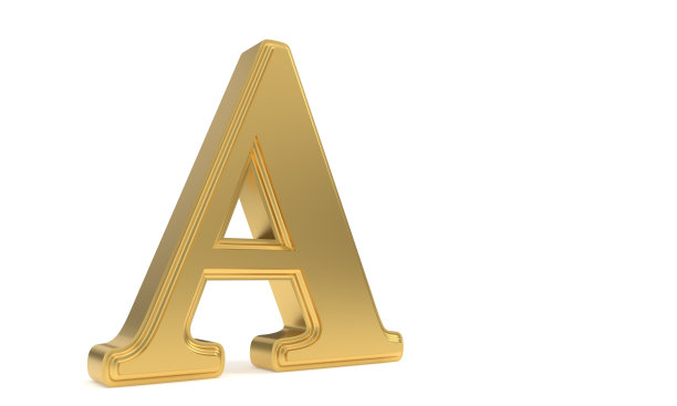 一个金色的浪漫字母表，3d渲染图片下载