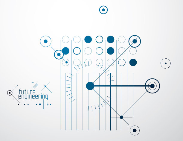 工程技术矢量墙纸与圆和线。技术图纸抽象背景。图片下载