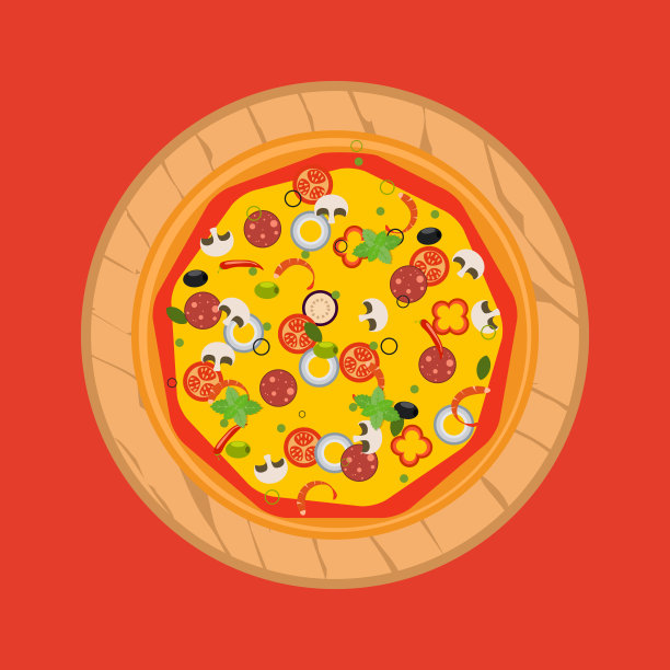 隔离披萨，传统的披萨配料。矢量插图。图片下载