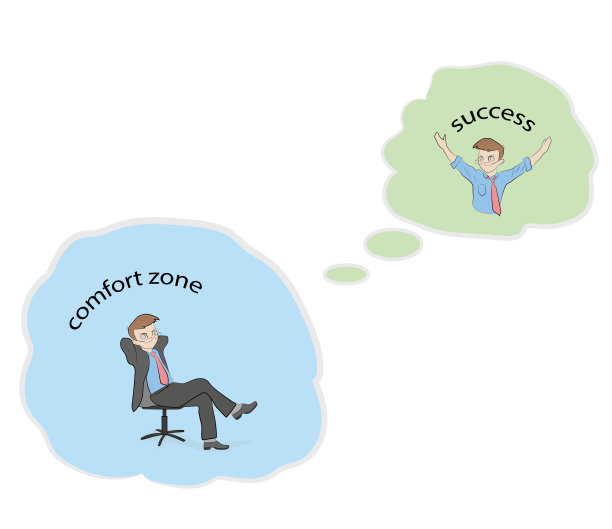 坐在舒适区梦想成功的人。矢量插图。图片下载
