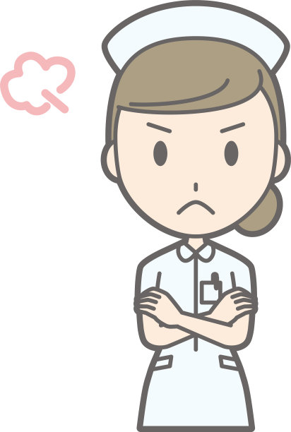 一名身穿白色套装的女护士正在生气插画图片下载