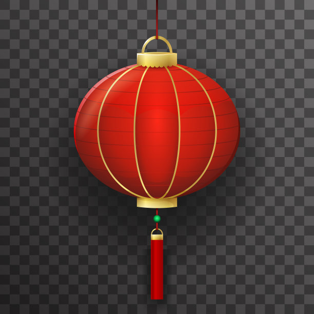 中国纸灯笼标志透明背景模型图标三维现实设计矢量插图素材图片