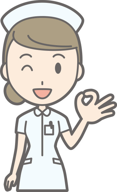 插图:一个穿着白色套装的女护士正在做一个“好”的标志图片下载