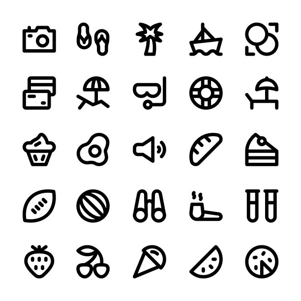 夏季和旅游线矢量图标3图片下载