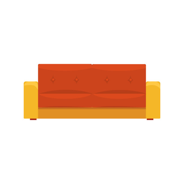 沙发，客厅或办公室室内，休闲家具卡通矢量插图图片下载