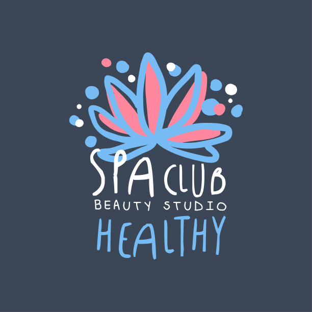 水疗俱乐部，美容工作室符号设计，健康标志，瑜伽中心手绘矢量插画图片下载