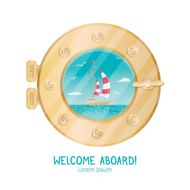 美丽的船舶视图通过舷窗在游轮上图片下载