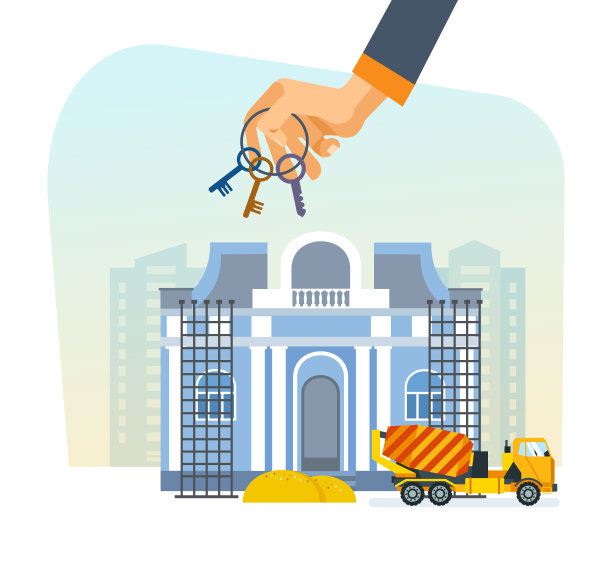 房地产经纪。手与钥匙的背景房子图片下载