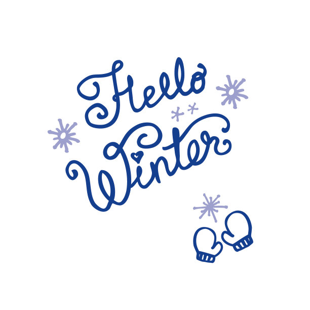 你好,冬天的文本。向量刷刻字。图片下载