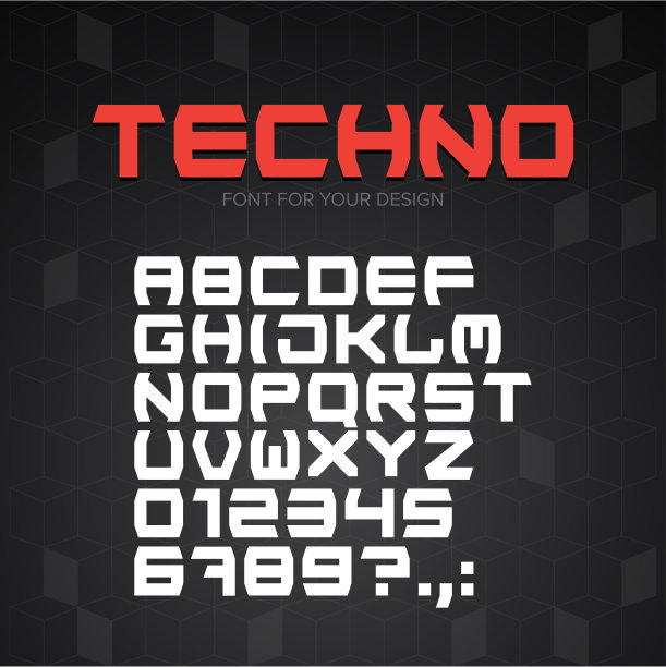 技术的字体。几何，运动，未来，未来的科技字母。图片下载